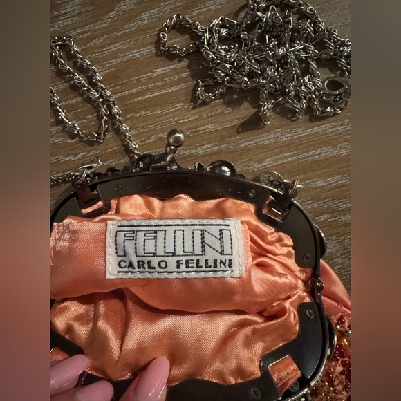 Elegant Beaded Clutch in Orange Carlo Fellini - Picture 6 of 6